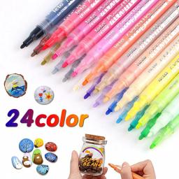 Impermeável permanente tinta acrílica canetas marcador, canetas acrílicas, rocha, pedra, cerâmica, vidro, canecas, madeira, bricolage, 24 cores - Image 2
