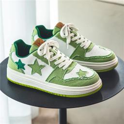 Sapatos de skate estrela verde para homens e mulheres, calçados esportivos casuais, tênis de skate robusto antiderrapante, unissex, na moda, tamanho grande, 35-44 - Image 1