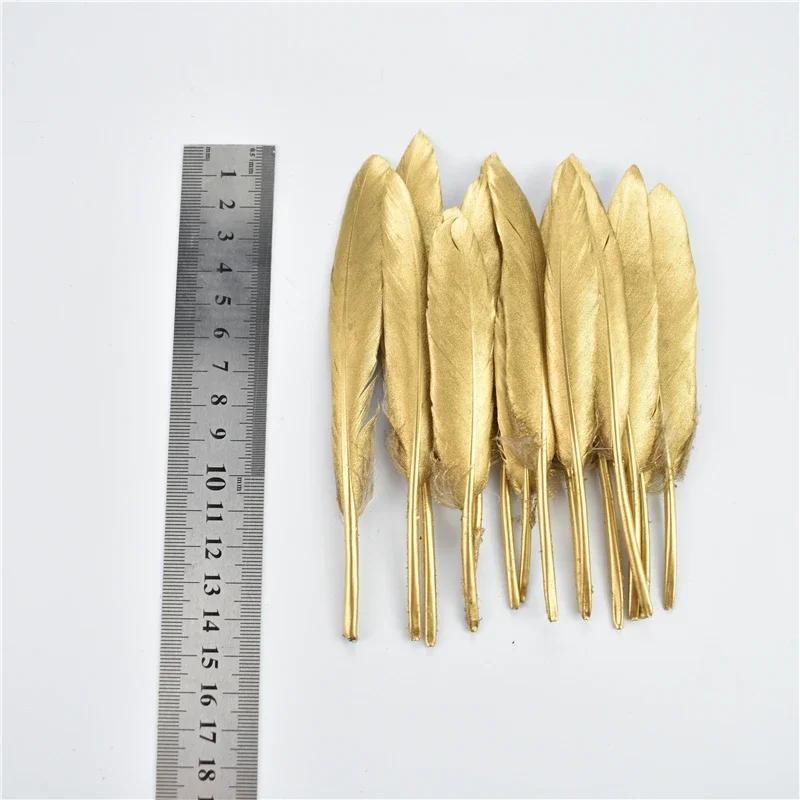 Penas de ganso douradas e prateadas para artesanato, pato, peru, decoração de penas douradas, joias, artesanato, festa de casamento, acessórios de decoração - Image 1
