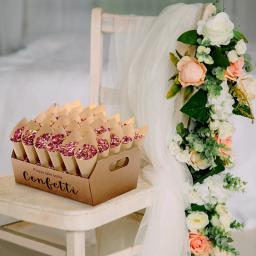 Cones de confete personalizados para casamento, bandeja de flores secas, suporte de pétalas, cone de papel, decoração de festa, bandeja de pétalas 100% naturais - Image 4
