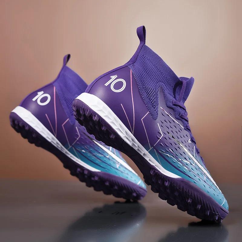 Venda quente dos homens chuteiras de futebol alto tornozelo sapatos de futebol longos picos ao ar livre botas de treinamento de futebol para homens mulheres sapatos de futebol - Image 1