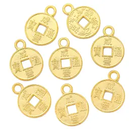 Yusiemens pingentes de moedas antigos, pingentes metálicos de cor prata antigos chineses, para joias feitas à mão artesanato 12*10mm j333 - Image 5