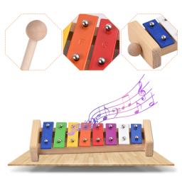 Xilofone Glockenspiel com Marretas De Madeira, 8 Chaves, Placa De Alumínio Piano, Instrumento De Percussão Colorido, Presente, Tamanho Compacto - Image 2