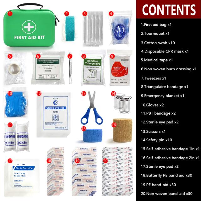 Kit de Primeiros Socorros Impermeável para Viagens e Emergências, 129 Peças para Carro e Camping