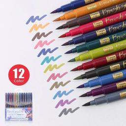 Canetas caligrafia letras mão, pincel marcadores set, marcador de tinta para iniciantes escrevendo, desenho de arte, journaling, 12 cores - Image 1
