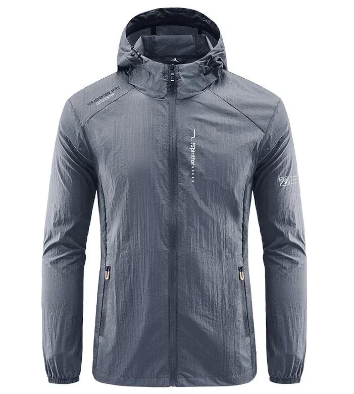 Jaqueta fina com capuz solar para homens, casacos ultraleves, corta-vento ultraleve para caminhadas, pesca, ciclismo, academia, ao ar livre, verão - Image 1