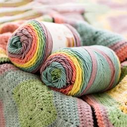 Fio de algodão de malha manual DIY, Rainbow Cake Yarn, tingimento de segmento, 5 fios de leite, 100g, 1PC - Image 1