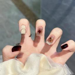 24 pçs preto amor coração unhas falsas presentes para a menina imprensa em unhas curto caixão cabeça dicas de manicure prego com geléia gel terminado - Image 2