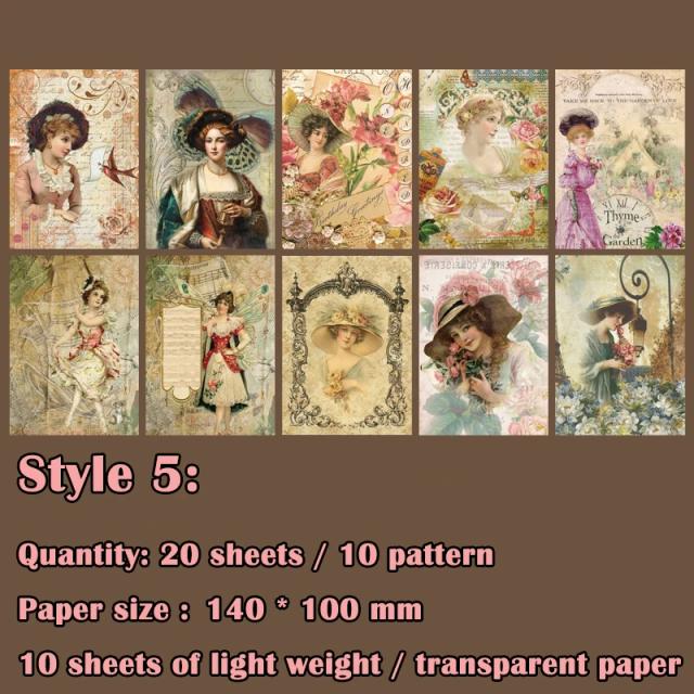 Papel Scrapbooking Estampado Vintage - Pacote com 20 Folhas e 10 Projetos de Papel Artesanal para Cartões de Fundo