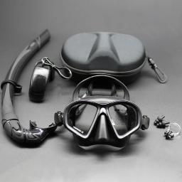 Vidro Temperado Freediving Máscara com Camera Mount, J-Type Snorkeling Set, Snorkel Dobrável - Image 3