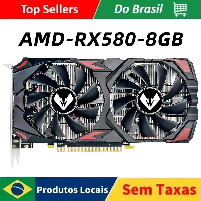 MOUGOL-AMD RX 580, 8GB Placa gráfica Gaming,  2048SP, GDDR5, 256Bit, PCI Express, 3,0x16, Radeon GPU  8Pin, RX580 Series rx 580 8g no brasil placa de video Placa gráfica branca (Entrega local no Brasil) - Image 1