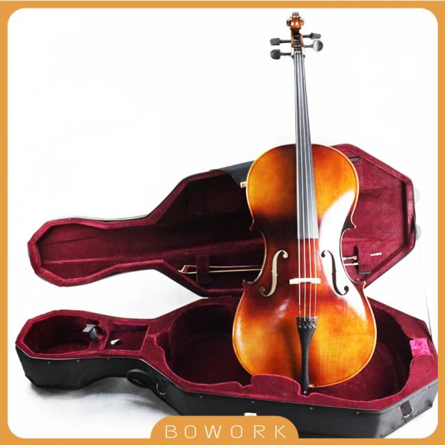 Conjunto de Violoncelo Acústico Handmade com Tamanhos 4/4, 3/4, 1/2, 1/4 e 1/8, Inclui Gig Bag e Caso com Rodas para Transporte Fácil no Brasil