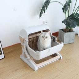 Sanitário semi-automático para gatos, fácil limpeza, lavatório aberto, à prova de respingos, suprimentos de simplicidade, novo - Image 5