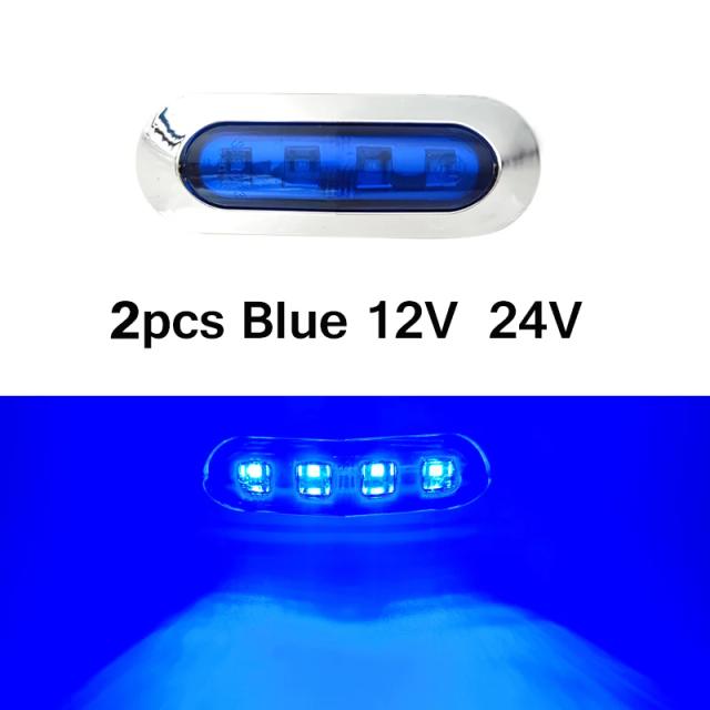 Luzes de Navegação Impermeáveis LED para Barco com Cores Vermelha, Verde e Azul, Lâmpadas de Sinalização para Iate Marinho - 12V/24V (2 Peças)