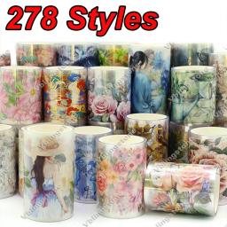 Flower PET Washi Tape, Scrapbooking, adesivos de jornal para diário, fitas de mascaramento largas para meninas, paisagem do laser, 2m - Image 1