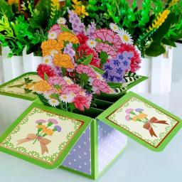 3D Pop Up Bouquet Flores, Feliz Cartão do Dia das Mães, 3D Cartões, Cartão de aniversário, Obrigado, Namorada e presentes do professor, Novo - Image 3