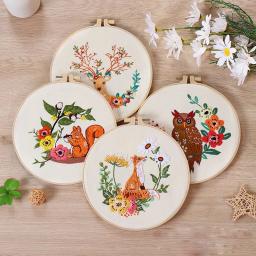 Kits de entrada para bordados para adultos e crianças, padrões fáceis artesanais, animais, plantas, flores, esquilo, iniciantes, bricolage - Image 2