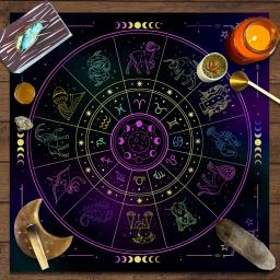 1pc tarôs toalha de mesa 12 constelações adivinhação altar pano jogo de tabuleiro fortuna astrologia oracle cartão almofada mesa capa decoração - Image 1
