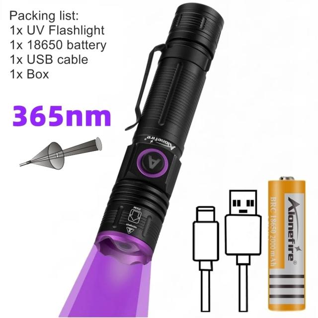 Lanterna UV Recarregável para Animais de Estimação: Detecta Urina, Tinea e Minérios com Luz Ultravioleta 365nm