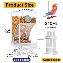Recipiente De Alimento De Papagaio Automático, Sem Alimentadores De Pássaros, Alimentador Anti Derramamento para Pássaro De Gaiola, Dispensador De Água Incluído - Image 4