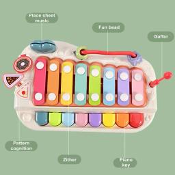 Brinquedo xilofone para educação infantil, coordenação mão-olho, instrumento musical para educação infantil, brinquedo musical infantil, sons do bebê, 2 em 1 - Image 4