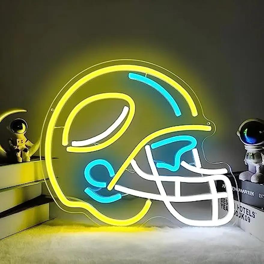 Dimmable Football Helmet Neon Sign for Wall, Light Up, Sinais para Meninos, Quarto de Jogos, Man Cave Bar, Rugby Sports - Image 1