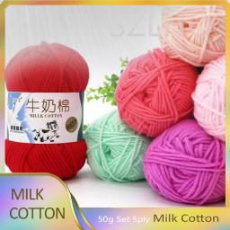 Leite algodão tricô lã fio, bordado tingido Lanas para crochê artesanato, camisola, chapéu, bonecas, ferramentas de costura, 50g, 5Ply, A2-1 - Image 3