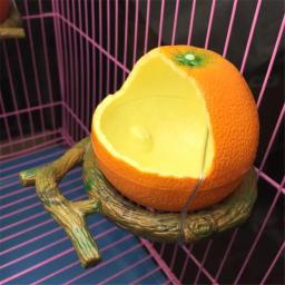 Alimentador de pássaros e papagaios em forma de frutas, tigela de comida e água romã laranja, recipiente para gaiolas de gaiola, 1pc - Image 4