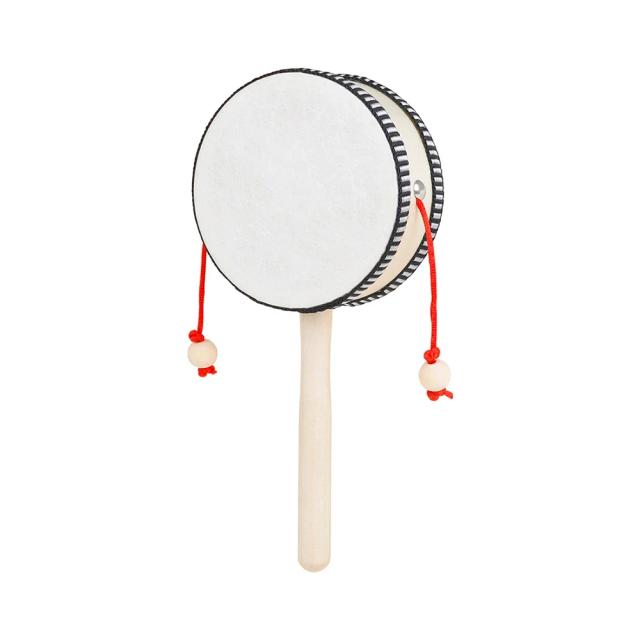 Chocalho Tradicional Hand Shake Wooden Black Side Drum para Crianças - Brinquedo Musical Clássico e Presente Ideal