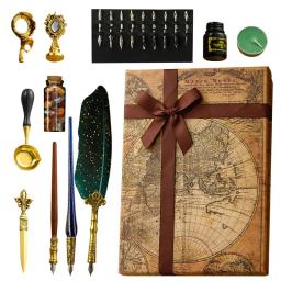 Caneta de pena e tinta conjunto caneta quill conjunto de caligrafia antiga dip caneta com pena de tinta caneta conjunto de tinta inclui pena mergulho caneta tinta - Image 1