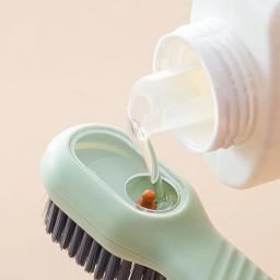 1pc escova de sapato multifuncional com dispensador de sabão cerdas macias escova de limpeza escova de lavanderia doméstica com alça antiderrapante - Image 5