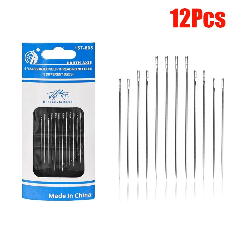Agulhas de costura do lado da agulha, Grande buraco para bordados domésticos, Agulhas de costura roscadas, Acessórios de vestuário DIY, 25 pcs, 12pcs - Image 1
