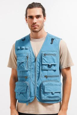 Colete tático estilo coreano masculino, 14 bolsos, malha de verão, sem mangas, 7xl, caminhadas, pesca, fotógrafo, ferramenta, colete - Image 1