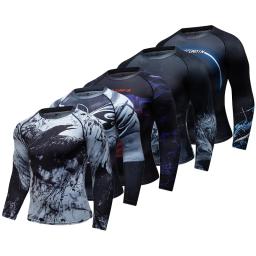 Treino de alta elasticidade dos homens camisetas, camisas de boxe, BJJ, MMA Rash Guard, Fitness, compressão esportiva, novo - Image 4