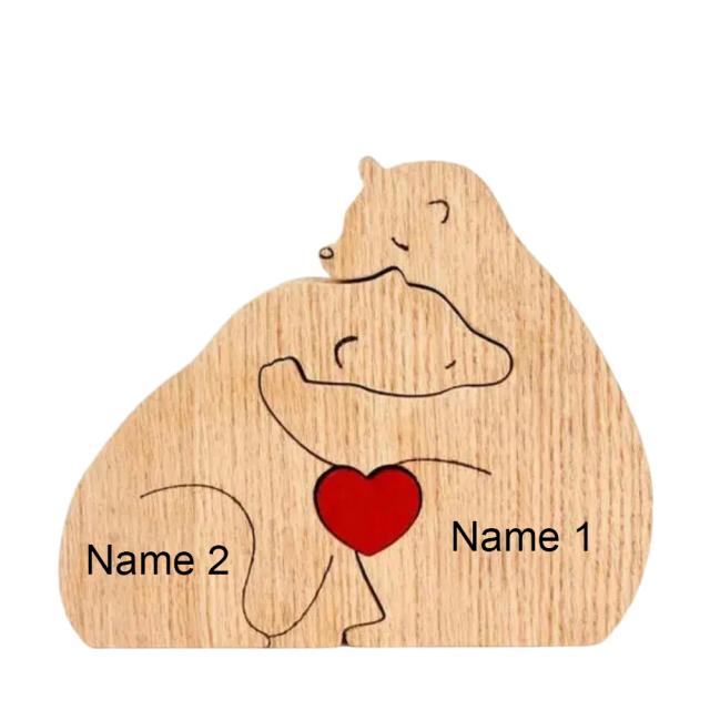 Enfeites de Madeira Personalizados para Pintar: Quebra-Cabeça Temático da Família do Urso, DIY e Gravura Livre para Decoração e Presentes Únicos
