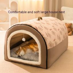 Ninho de cachorro grande removível e lavável, Pet Sleeping Supplies, tipo casa, cama grande, quente, sazonal, gato, inverno - Image 1