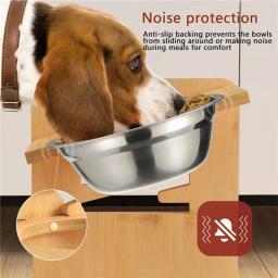 Tigelas elevadas de bambu com suporte, ajustável, levantada, cachorro, gato, comida, tigelas de água, suporte, coelho, alimentador, pequeno, animal médio - Image 5