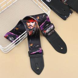 Correia de guitarra colorida estilo estampado, cinto de nylon ajustável, extremidade de couro PU, baixo e guitarra elétrica acústica - Image 3