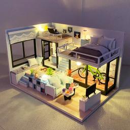 Casas de bonecas para adultos, Kits de construção em miniatura, Furniture Light Dollhouse, Brinquedos DIY, Presentes de aniversário - Image 3
