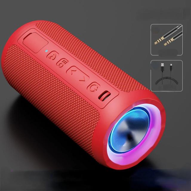Alto-falante Bluetooth Portátil Impermeável com Som Poderoso, Bass Boost, Emparelhamento Duplo e Iluminação RGB IPX7