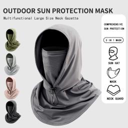 Esportes ao ar livre máscara de proteção solar chapéu tudo-em-um verão pesca chapéu de sol rosto cheio gelo seda respirável cachecol condução e ciclismo - Image 1