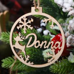Personalizado-feito nome ornamento de natal personalizado corte a laser enfeites nome de madeira floco de neve natal pendurado presente tag árvore de natal - Image 6
