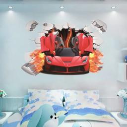 3d grande high-end carro esportivo legal adesivos de parede do carro quarto das crianças menino sonho veículo arte cartaz papel de parede menino presente decoração - Image 4