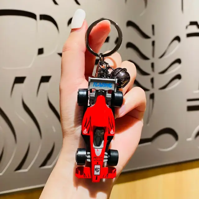 Chaveiro Modelo de Carro de F1 para Meninos e Meninas em Liga, Pingente de Mochila e Anel Casal