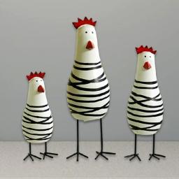 Mão pintada frango ornamento, madeira estatueta, galo presentes, 3pcs - Image 4