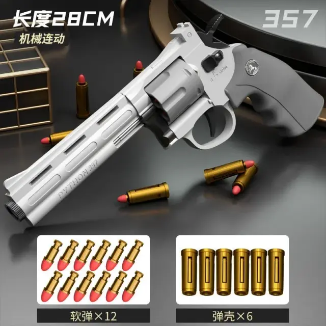 Pistola de Brinquedo Firing Revolver - Lançador Automático de Dardos Macios para Crianças e Adultos, Modelo ZP5 357, Ideal para Brincadeiras ao Ar Livre