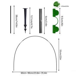 Conjunto de rack para plantas de estufa, conjunto de haste de fibra dobrável para jardim, suporte de cobertura de arco de túnel para prevenção de insetos vegetais, suporte de rede - Image 5