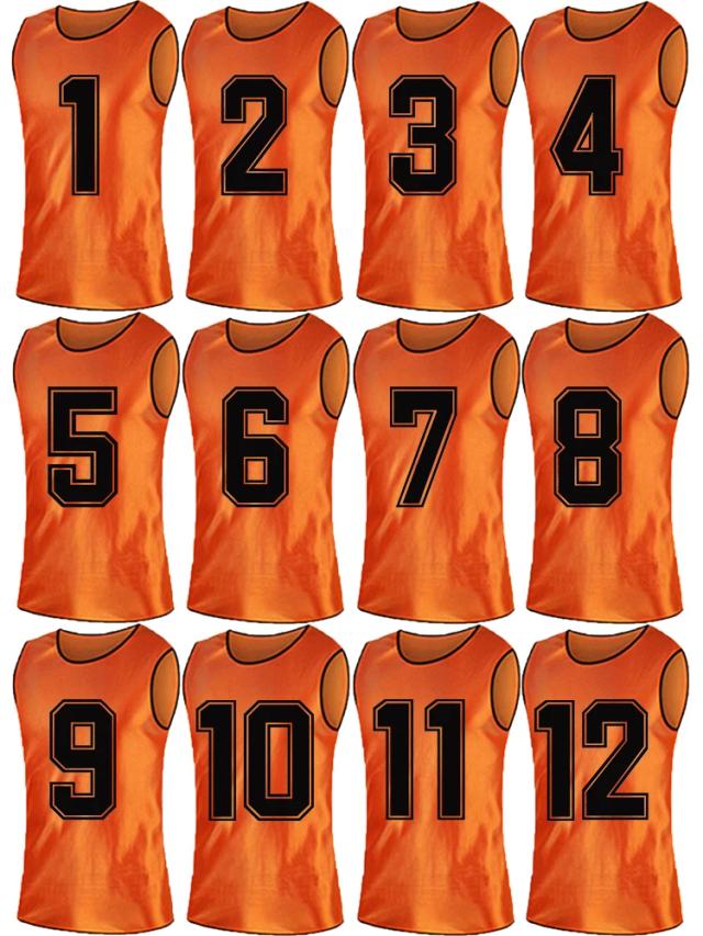 Jerseys e Coletes de Futebol Numerados para Treinamento em Equipe - 12 Peças para Adultos e Crianças