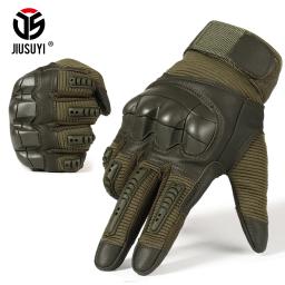 Luvas táticas de dedo completo para homens, tiro ao ar livre de Paintball, couro PU Airsoft, tela sensível ao toque, equipamento protetor de borracha antiderrapante - Image 1