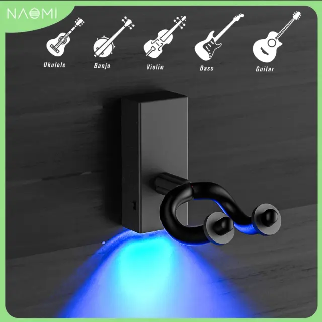 Suporte de Parede para Guitarra com Iluminação LED e Antiderrapante - Naomi